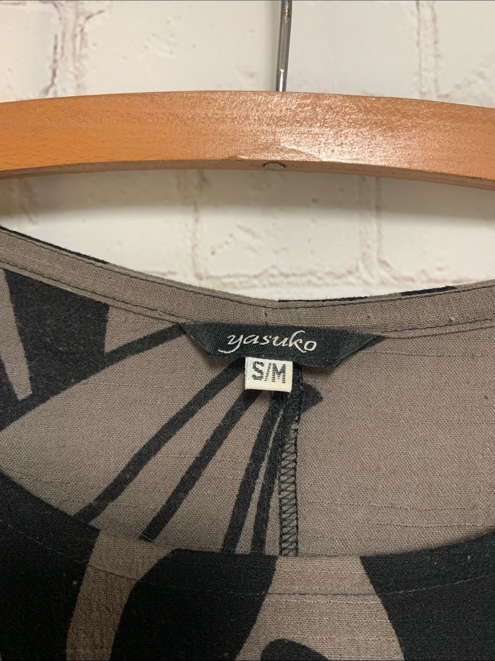 Yasuko Brown Black Lagenlook Cotton Top Tunic Size S M 48” - Picture 3 of 6